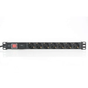 Steckdosenleiste 7-fach mit Alu Profil Schalter & Überspannungsschutz 19" 483mm - Bild 1 von 4