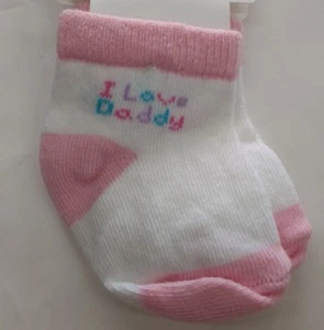 Jefferies Socks Baby Girls Boys I Love Daddy Pink Blue Crew Ankle Gift Socks 3PK - Picture 1 of 6