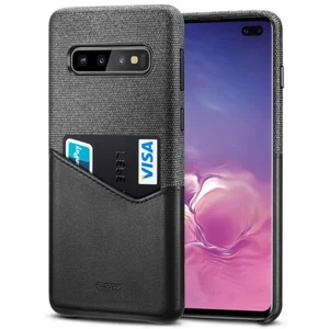 ESR Premium Metro Case Card Slot Fabric / Leather Samsung Galaxy S10+ Plus Black - Picture 1 of 11