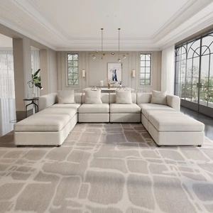 8 Seat Oversized Velvet Sectional Sofa Sets U-Shaped Sofa for Living Room - Picture 1 of 15