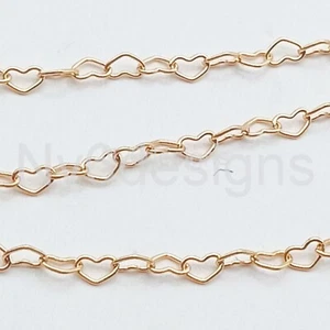 Cadena de cable de corazón plano de 2,7 x 1,9 mm llena de oro de 14K joyería permanente de 12" vendida por ft - Imagen 1 de 12