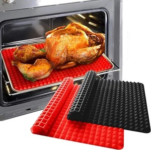 2x Silicone Baking Mat Red Pyramid Cooking Sheet Pan Oven Tray Pastry 16“x11" US - Picture 1 of 12