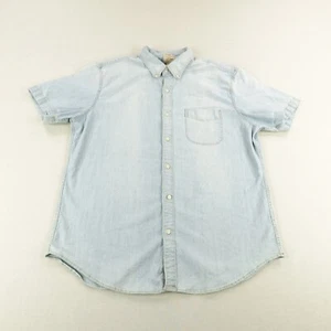 J Crew Shirt Mens Large Blue Chambray Faded Light Button Up Classic Fit Stretch - Picture 1 of 9