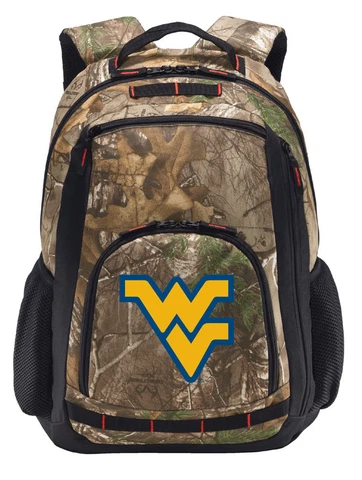 WVU Camo Backpack REALTREE West Virginia University Computer Laptop Bag Cover