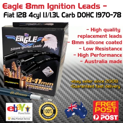 Eagle 8mm Ignition Spark Plug Leads Fits 4cyl Fiat 128 Carb DOHC 1970-78 - image 1 of 3