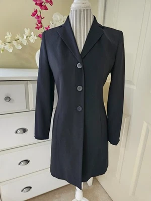 Blazer largo con botones de lana negro para mujer Rena Rowan abrigo ligero talla 4P Foto 1 de 4