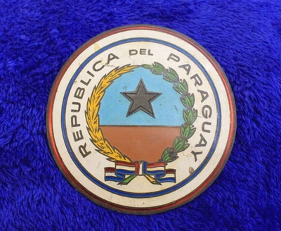Bandera de latón República del Paraguay insignia parachoques adorno signo emblema Foto 1 de 4