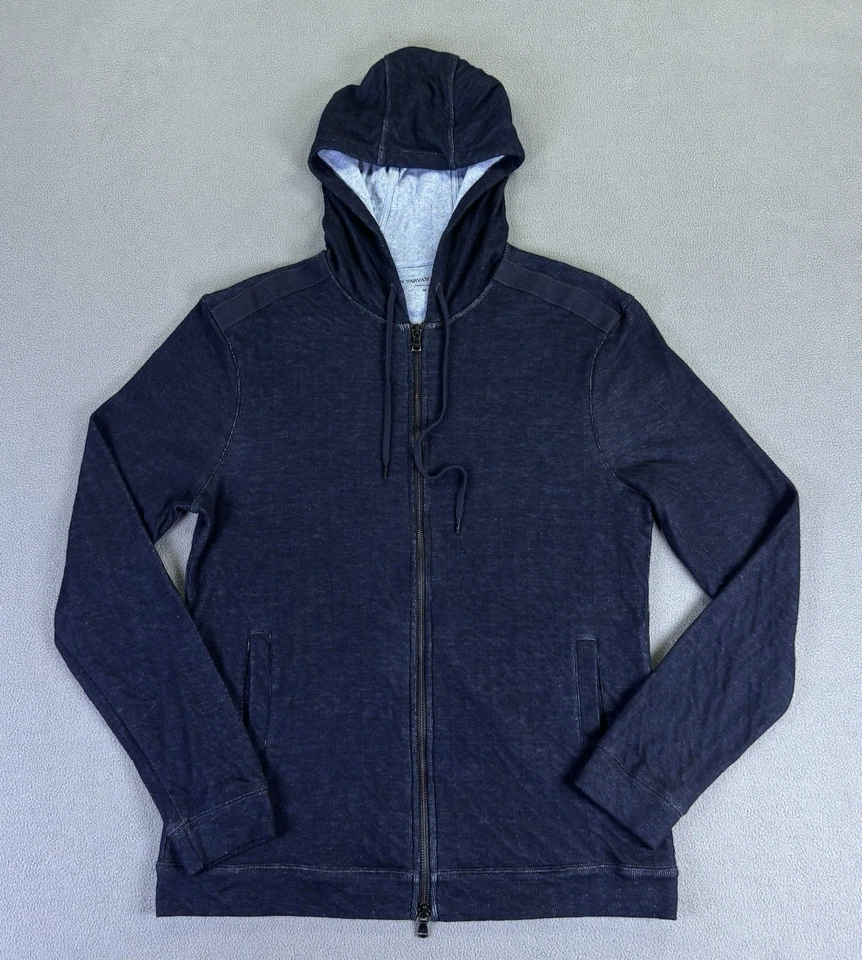 Sudadera con Capucha John Varvatos Mediana Azul Estrella EE. UU. Cremallera Completa Silenciosa Lujo Minimalista Foto 1 de 4