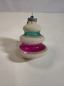 Vintage Shiny Brite Glas Ornament Glimmer Unversilbert Atom UFO Tornado Weihnachten - Bild 1 von 5