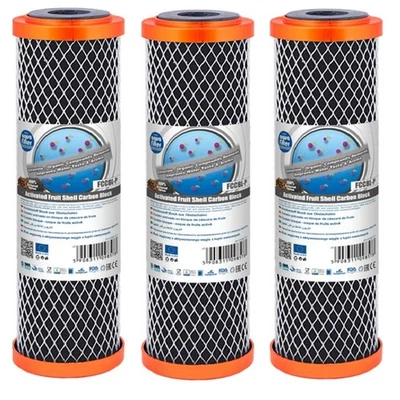 3 x 10" Aquafilter FCCBL-P Carbon Block Filters HMA RO - Image 1 of 2