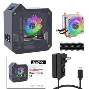 GeeekPi Mini Tower Kit mit 27W Netzteil für Raspberry Pi 5, Pi 5 Gehäuse mit... - Bild 1 von 9