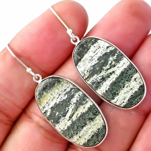 Orecchini in argento sterling 925 crisotilo naturale gioielli E-1001 - Foto 1 di 5