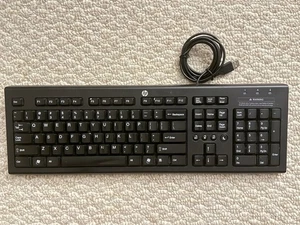 HP Wired Keyboard PR1101U Black Full Sized Computer Keyboard. Tested & Working! - Picture 1 of 3