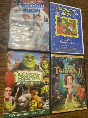 Animation Dvd Lot Flushed Away Goodnight Moon Shrek Forever After Tarzan 2 Oop Foto 1 de 4