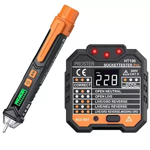 Proster Steckdosentester Steckdosenprüfgerät Stift Spannungsprüfer Lcd Display - Bild 1 von 7