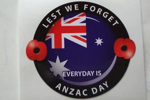 AUSTRALIA  ANZAC DAY  STICKERS REMEMBRANCE 2  POPPIES [ LEST WE FORGET]  3" appr - Picture 1 of 1