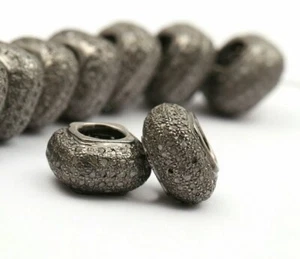 Rondelle Beads Pave Diamond Spacers 925 Silver Wholesale Jewelry Findings Beads. - Picture 1 of 12