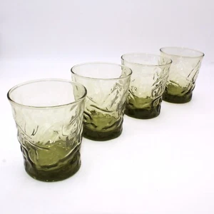 Set 4 whisky vintage Libbey vetro azteco verde oliva pieghevoli vecchio stile 3,5" - Foto 1 di 7