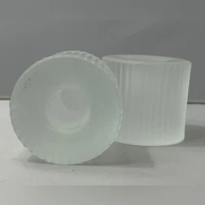 Pair Heavy Frosted Ribbed Taper Candle Holders - Picture 1 of 7