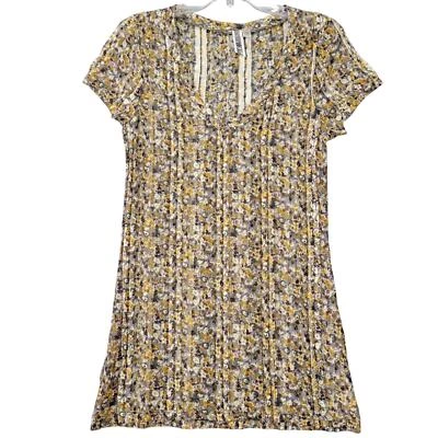 Camisa BKE Marrón Moteado Rayas Elastizada Preppy Cuello en V Mangas Gorra Mujer Talla L Foto 1 de 4