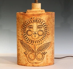 Roger Capron French Studio Vallauris Pottery Vintage 1950s Art Sun Face Lamp - Bild 1 von 12