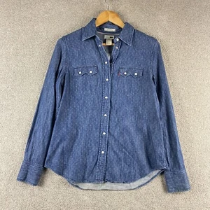 Levi's Women’s Western Denim Shirt Medium Blue Chambray Snap Button Yoke - Picture 1 of 24