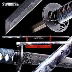 41''Lion King Painted Saya Damascus Folded Steel Black Blade Ninja Sword Ninjato - Picture 1 of 12