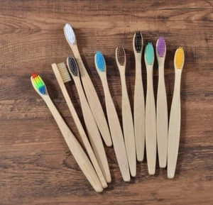 Bamboo Toothbrush multicolored 10pcs in one box - Picture 1 of 8