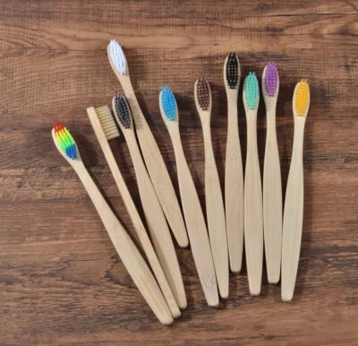 Bamboo Toothbrush multicolored 10pcs in one box - Image 1 of 4