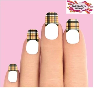 Waterslide Nail Decals Tips Set of 10 - Tan Plaid - Imagen 1 de 1