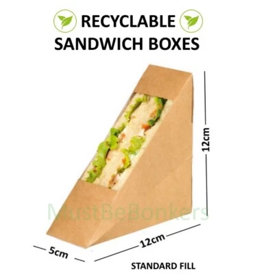 Kraft Karton Sandwich Keil ~ Cafe Takeaway Box Packungen ~ Standard Füllkeile