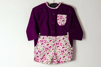 Handmade Mädchen Overall / Einteiler,  Sommer, Gr. 92, lila, weiß. Schmetterling - Bild 1 von 4