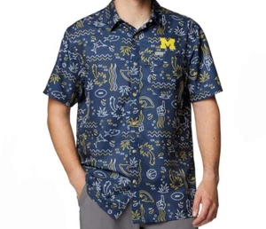 Columbia Collegiate PFG Super Slack Tide Michigan Wolverines Button-Down Shirt - Picture 1 of 6
