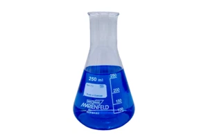 Flacone Erlenmeyer 250 ml vetro borosilicato 3,3 collo stretto Marienfeld Superior  - Foto 1 di 2