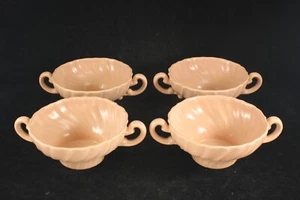 Vintage Franciscan Coronado Set of Four Matte Coral 2 Handled Cream Soup Bowls - Picture 1 of 4