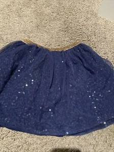 Osh Kosh B'Gosh Midnight Blue Sequin Tulle Gold Glitter Waist Band Skirt Size 10 - Picture 1 of 5