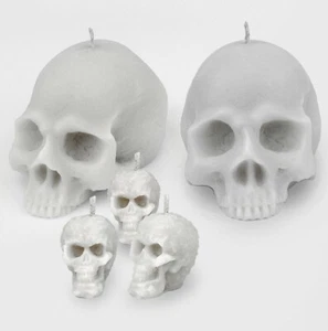 5 pezzi teschio scheletro famiglia fatto a mano 100% naturale cera d'api bianca divertenti candele spaventose - Foto 1 di 9