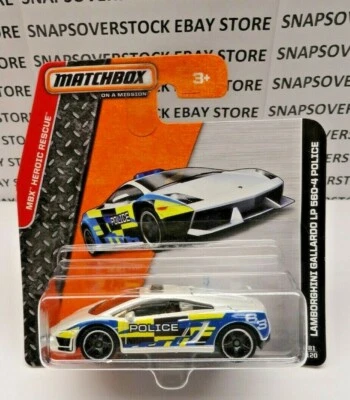 2014 MATCHBOX LAMBORGHINI GALLARDO LP 560-4 POLICE MBX #81 INT. SHORT CARD, RARE - Image 1 of 4