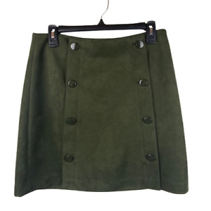 Loft Skirt Womens Size 8 Olive Green Faux Button Front Sailor Style Straight