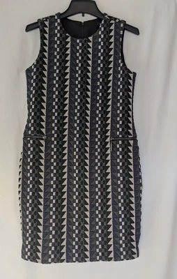 Vestido Badgley Mischka para mujer talla 4 funda geométrica ribete cremallera aspecto acolchado Foto 1 de 4