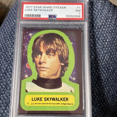 PSA 7 Luke Skywalker Rookie 1977 Topps Star Wars Stickers #1 Hamill Fresh Grade - Image 1 of 4