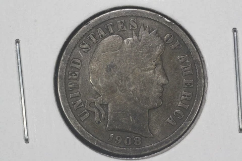 1908-D Barber Dime, Very Good Cover