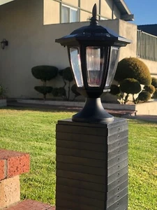 2er Set Solar Sechseck schwarz SMD LED Kappe Licht für 4" 5" 6" Pfosten Zaun  - Bild 1 von 7