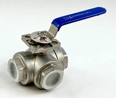 Duda Ball Valve Energy 3-Way 304 Stainless Steel L-Type 1-1/2 inch NPT - Image 1 of 4
