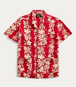 RRL Ralph Lauren Camicia Vintage Hawaiana Rosso Stampa Floreale Uomo Camp Medium M - Foto 1 di 2
