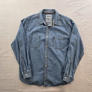 Vintage LEVIS Y2K Denim Shirt Blue Silver Button Workwear Mens X-tra Large XL - Picture 1 of 6