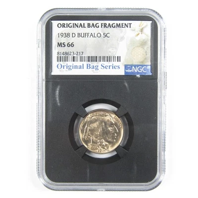 1938 D Buffalo Nickel MS 66 NGC 5c Original Bag Fragment SKU:I14587 - Image 1 of 4
