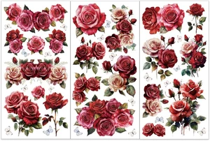 Juego de 3 piezas de transferencias de rosa roja para muebles y manualidades mariposa de 6x12 pulgadas - Imagen 1 de 12