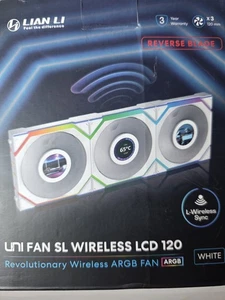 Lian Li 120mm UNI FAN SL Wireless REVERSE LCD ARGB Case Fan Triple Pack White - Picture 1 of 15