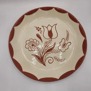 Stoltzfus Redware Shoo-Fly Pie Plate Pottery Folk Art Deep Pie 1983 PA Dutch - Picture 1 of 9